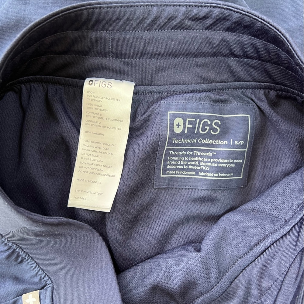 FIGS Zamora FREEx Lined Jogger Scrub Pants in Navy Blue, size S/P - Picture 8 of 10